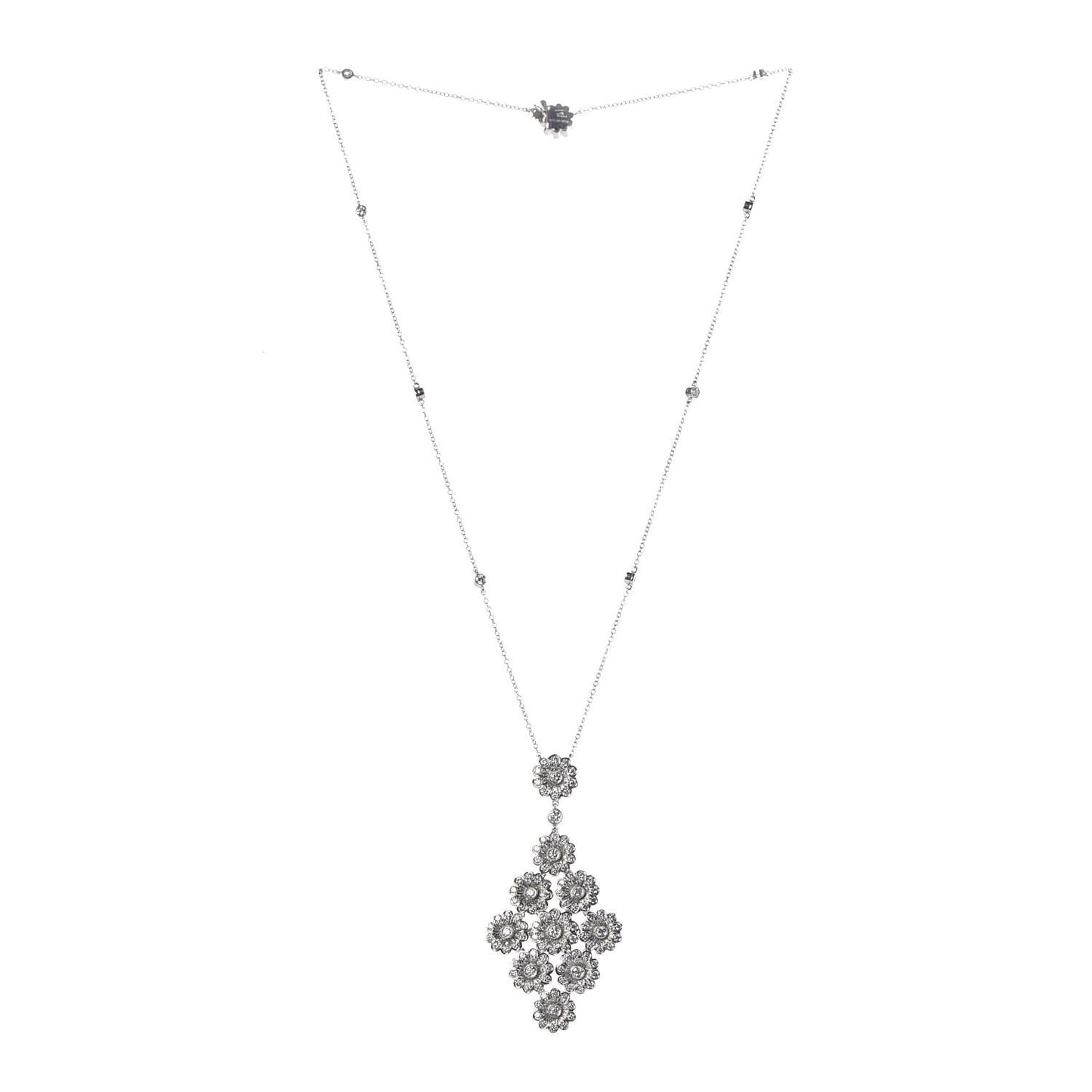 Platinum Diamond Daisy Cluster Pendant Necklace