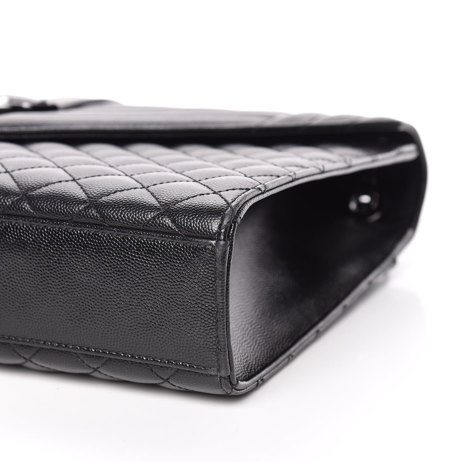 Saint Laurent Grain De Poudre Textured Mixed Matelasse Large Triquilt Monogram Monochrome Satchel Black 11 of 12