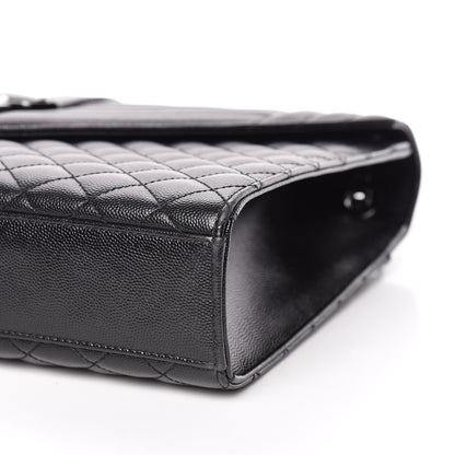 Saint Laurent Grain De Poudre Textured Mixed Matelasse Large Triquilt Monogram Monochrome Satchel Black 11 of 12