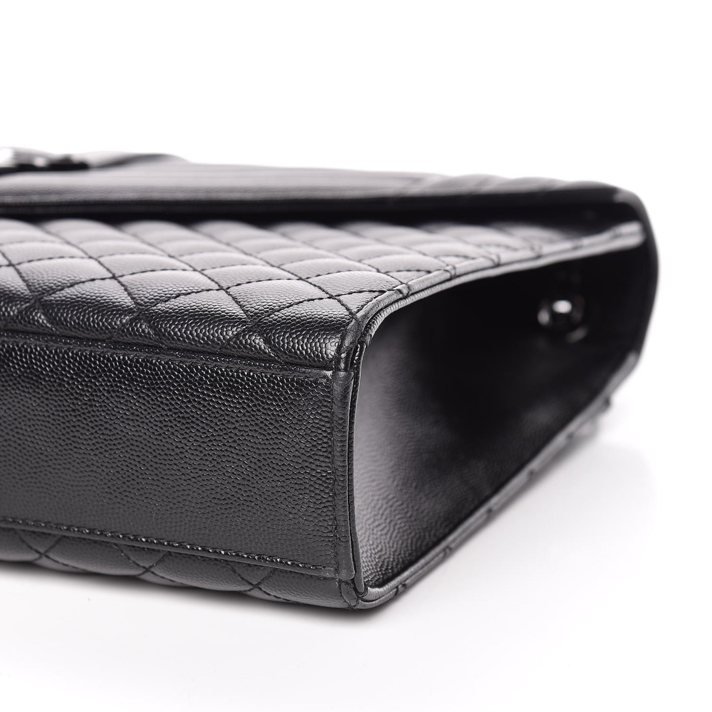 Grain De Poudre Textured Mixed Matelasse Large Triquilt Monogram Monochrome Satchel Black