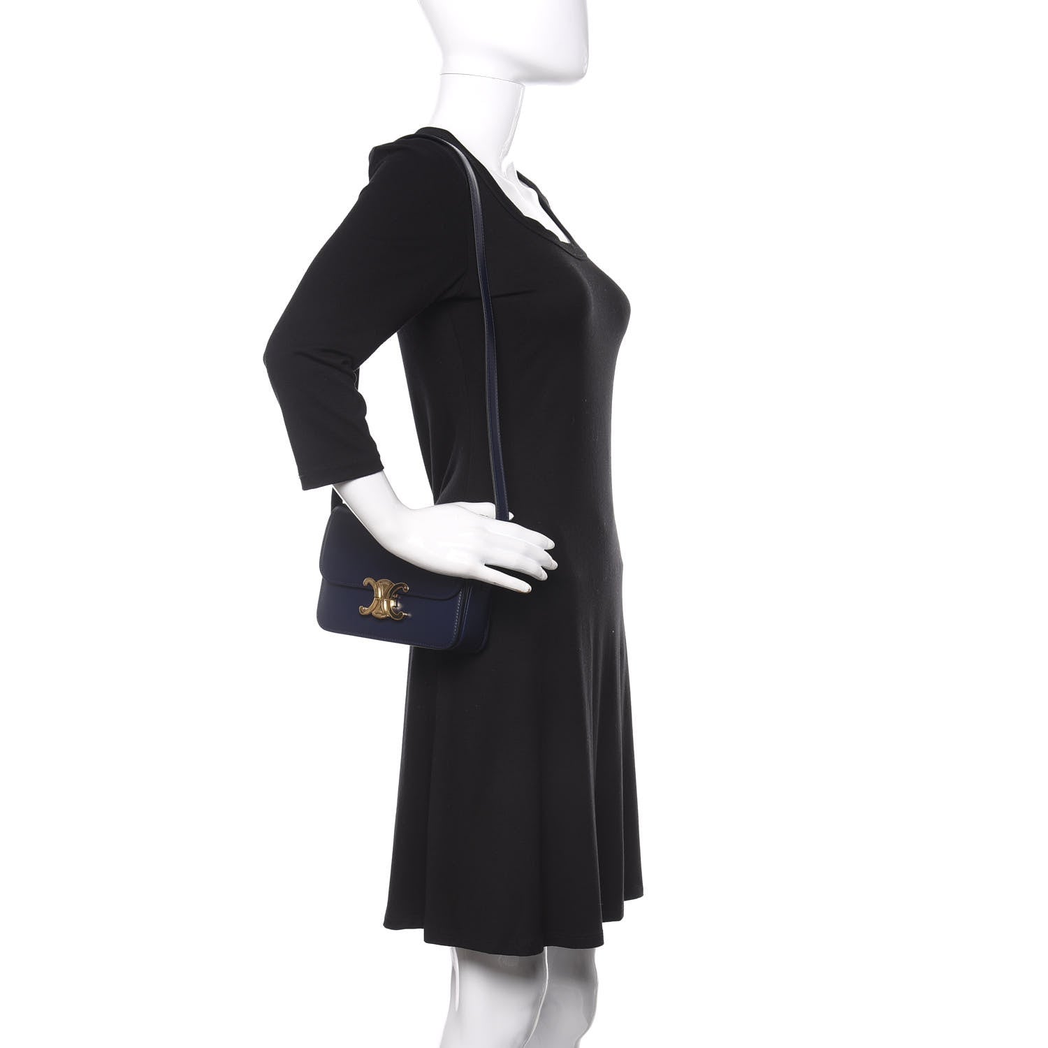 Celine Shiny Calfskin Teen Triomphe Dark Blue 2 of 9