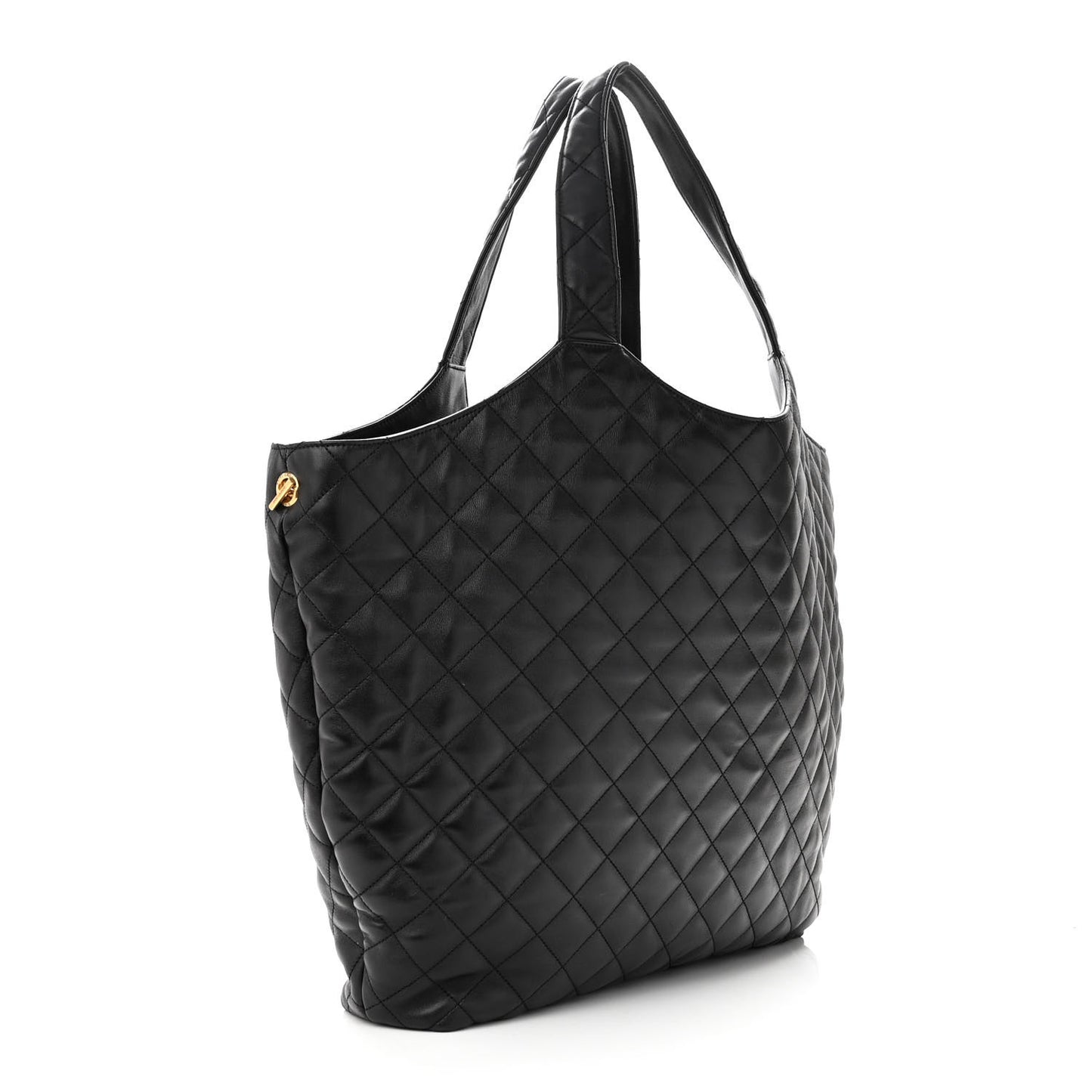 Lambskin Quilted Maxi Icare Shopping Tote Black