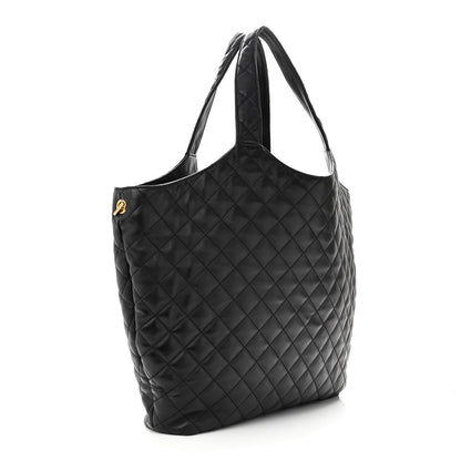 Saint Laurent Lambskin Quilted Maxi Icare Shopping Tote Black 4 of 10