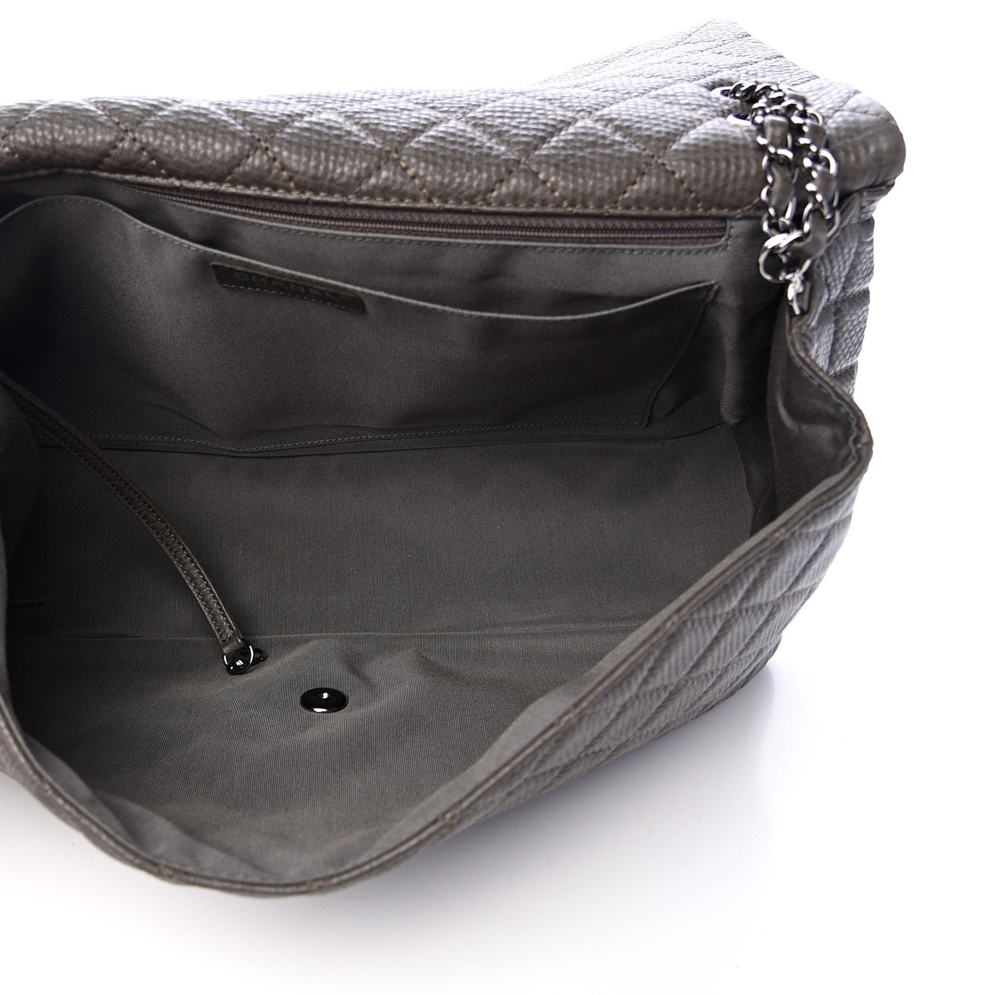 Calfskin Quilted Small XXL Travel Flap Bag Khaki