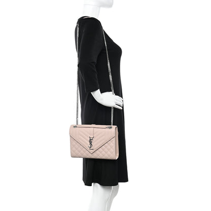 Saint Laurent Grain De Poudre Textured Mixed Matelasse Medium Triquilt Monogram Satchel Marble Pink 2 of 11