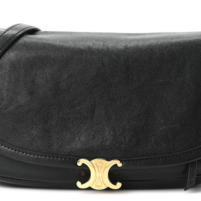 Celine Shiny Lambskin Soft Triomphe Little Half Moon Bag Black 7 of 9