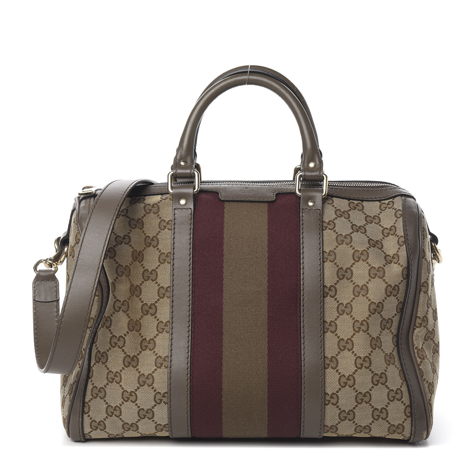 Gucci Monogram Vintage Web Medium Boston Maple Brown 1 of 14