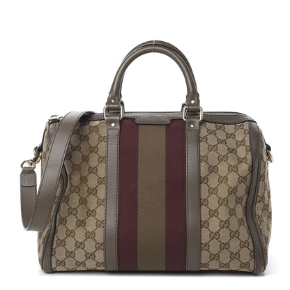 Gucci Monogram Vintage Web Medium Boston Maple Brown 1 of 14