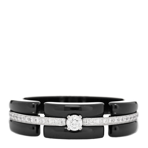 18K White Gold Diamond Ceramic Ultra Solitaire Ring 61 9.5