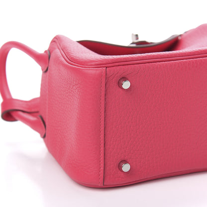 Hermes Taurillon Clemence Mini Lindy 20 Rose Extreme 8 of 11