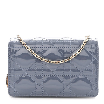 Christian Dior Patent Cannage Nano Lady Dior Pouch Denim 1 of 11
