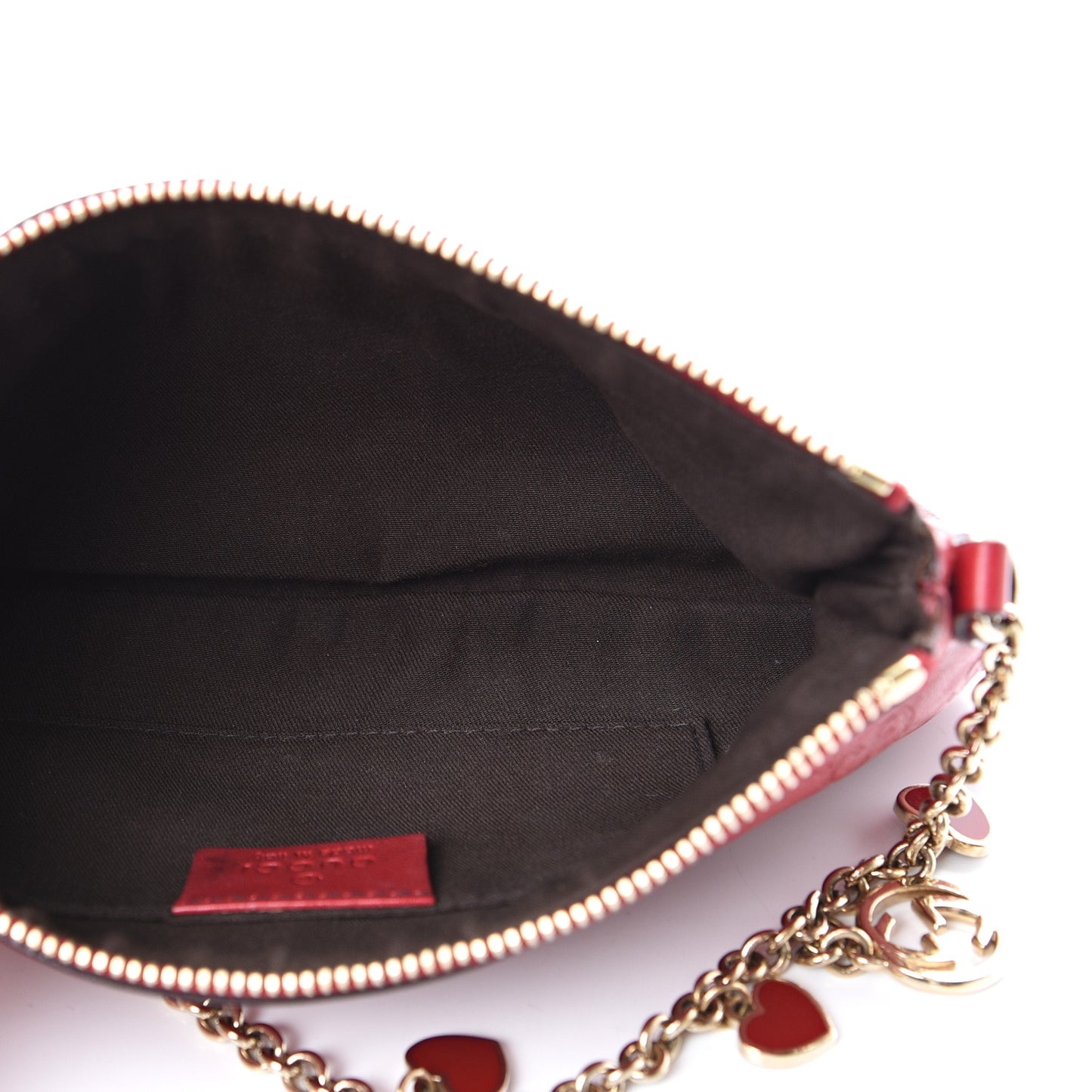 Guccissima Heart Chain Pochette Red