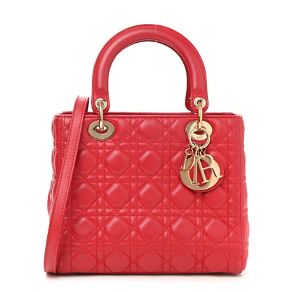 Christian Dior Lambskin Cannage Medium Lady Dior Red 1 of 10