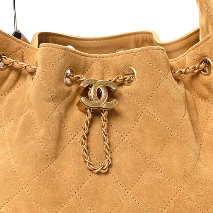 Chanel Suede Quilted Small Chanel 25 Handbag Beige 8 of 10