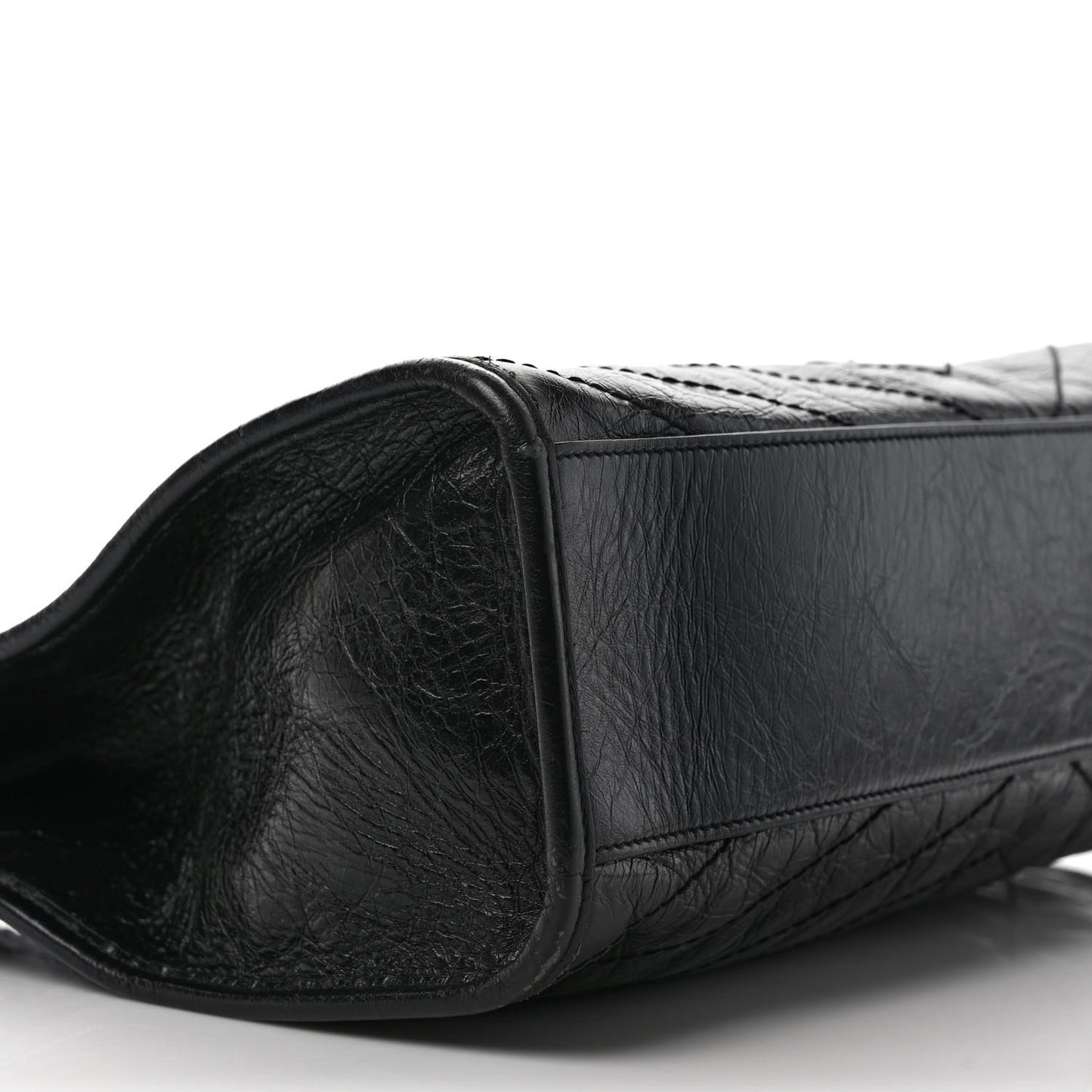 Crinkled Calfskin Matelasse Monogram Medium Niki Shopper Tote Black