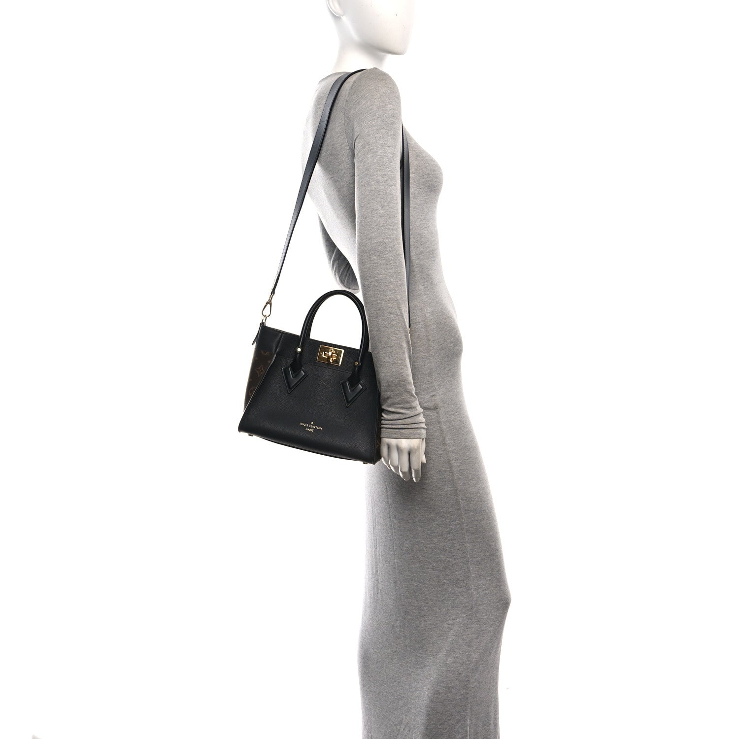 Louis Vuitton Calfskin Monogram On My Side PM Black 2 of 9
