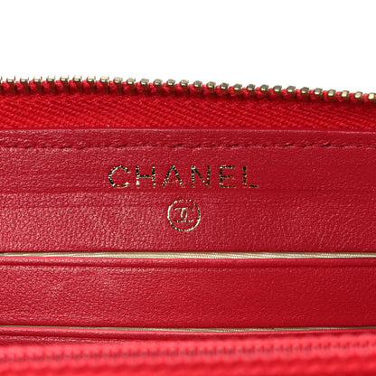 Chanel Lambskin Quilted Small Zip Around Wallet Red 6 of 11