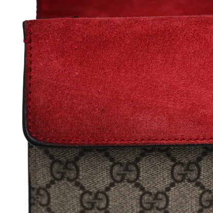 Gucci GG Supreme Monogram Suede Crystal Small Dionysus Shoulder Bag Beige Ebony Vulcanic Red 14 of 16