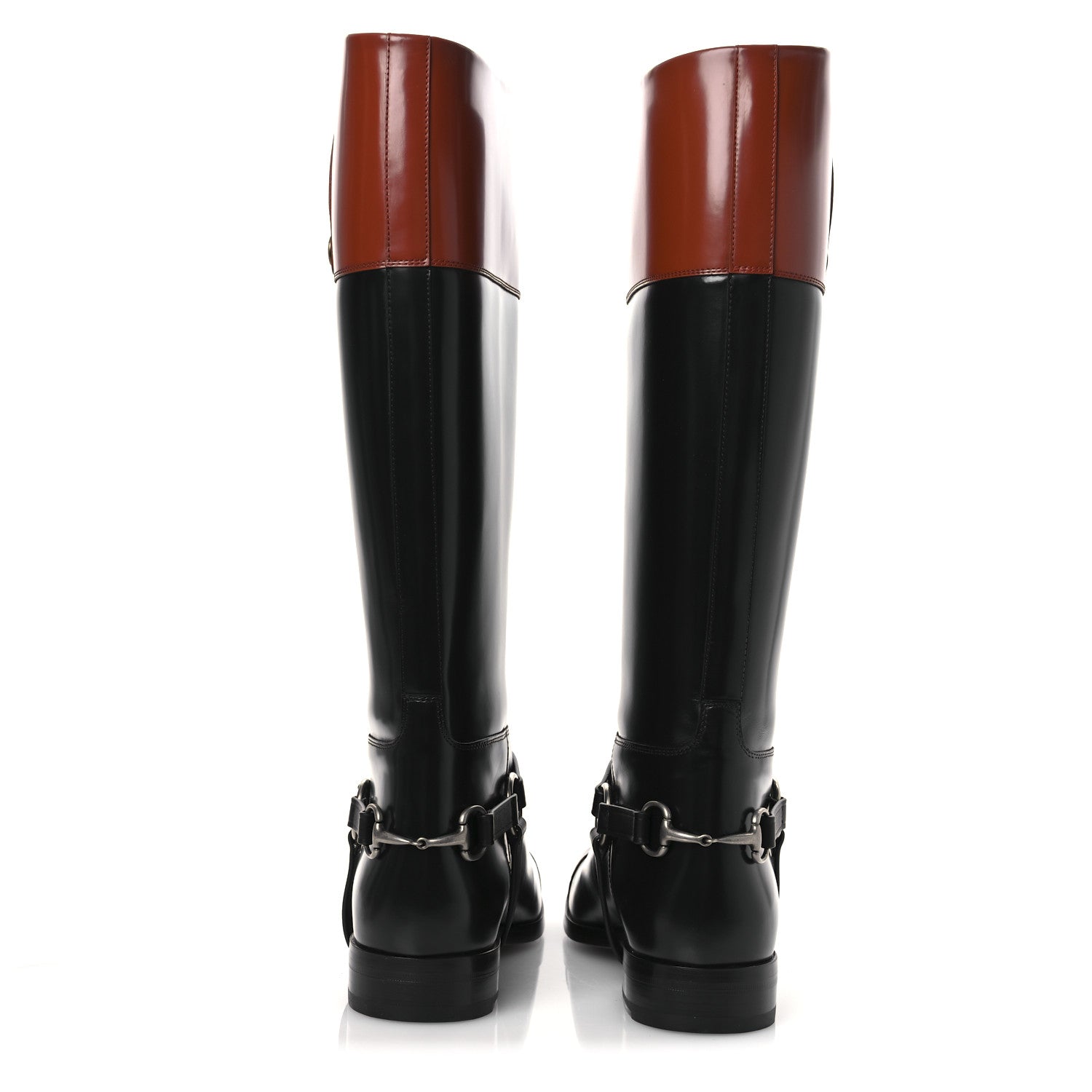Gucci Cordovan Lux Mens Zelda Harness Riding Boots 10.5 Black Amber Honey 11 of 24