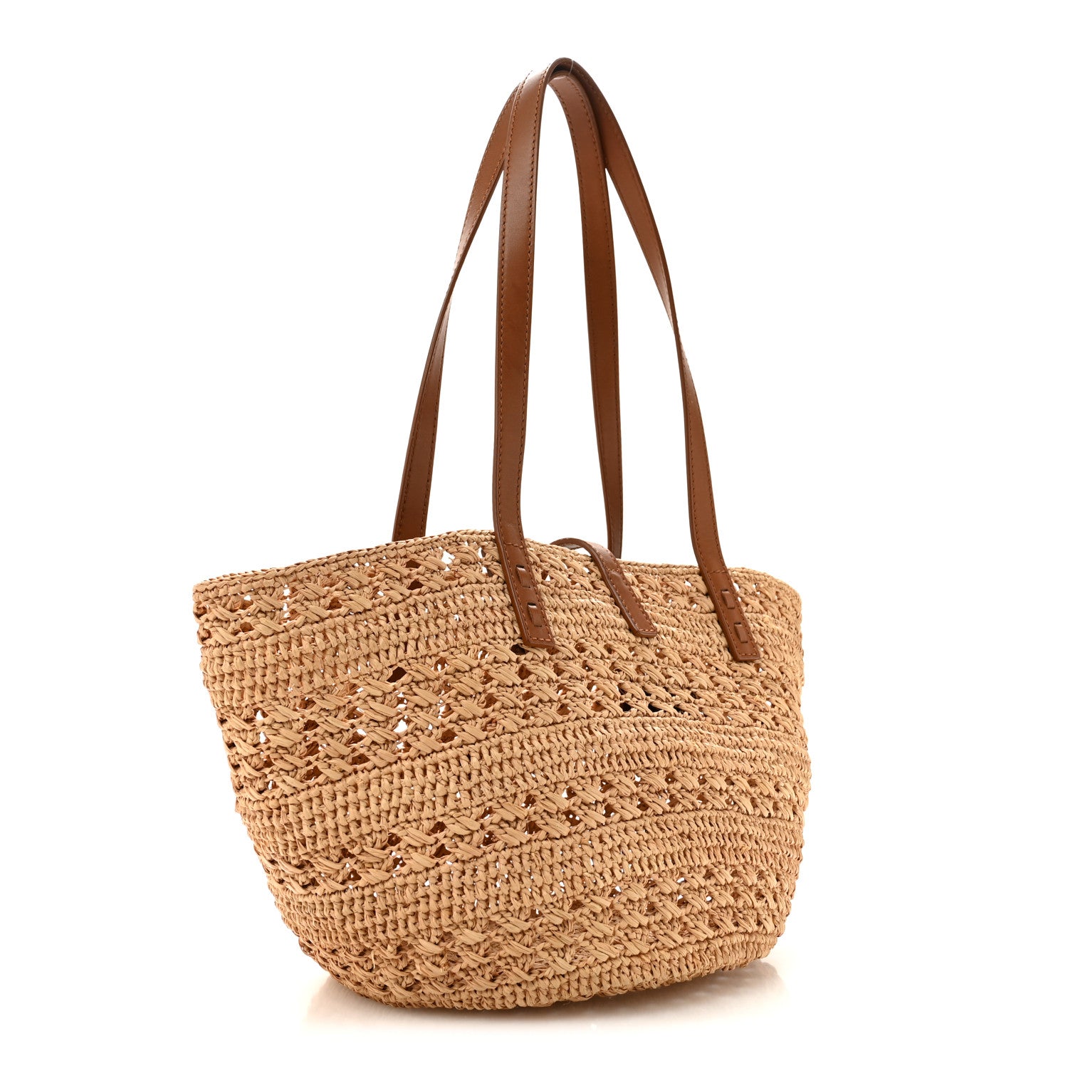 Saint Laurent Raffia Calfskin Small Panier Tote Naturel 3 of 11