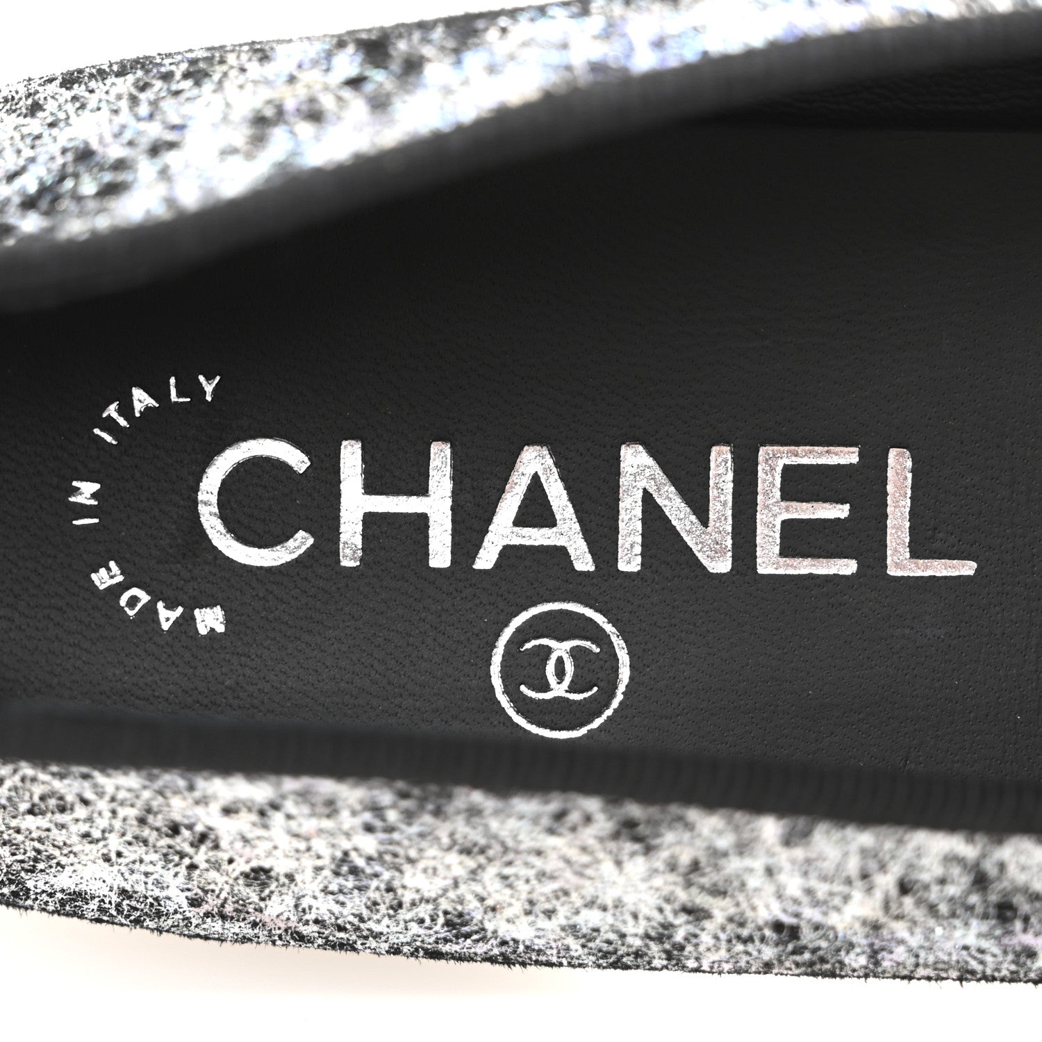 Chanel Metallic Calfskin Hologram Cap Toe Ballerina Flats 38.5 Silver 9 of 10