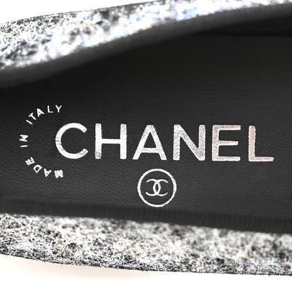 Chanel Metallic Calfskin Hologram Cap Toe Ballerina Flats 38.5 Silver 9 of 10