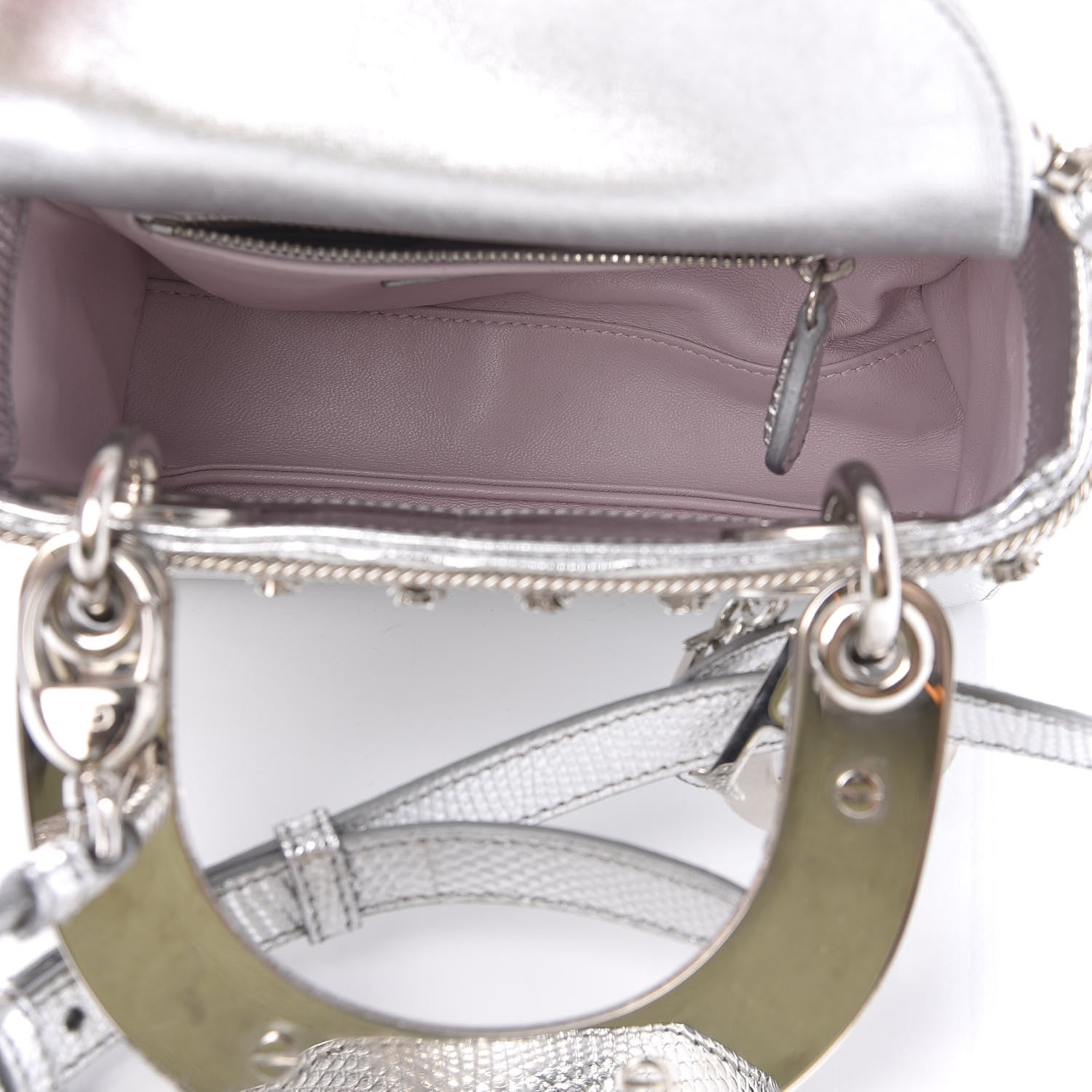 Christian Dior Metallic Lizard Mini Lady Dior Silver 5 of 9