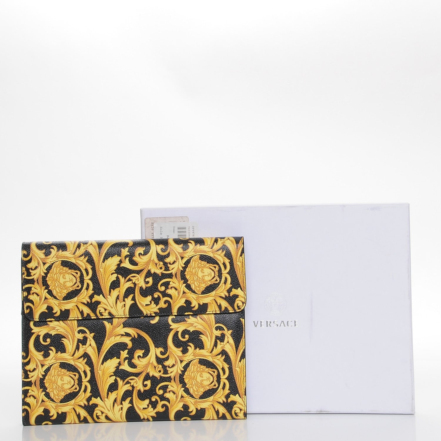 Versace Calfskin PVC Barocco Printed Ipad Case Black Gold 7 of 7