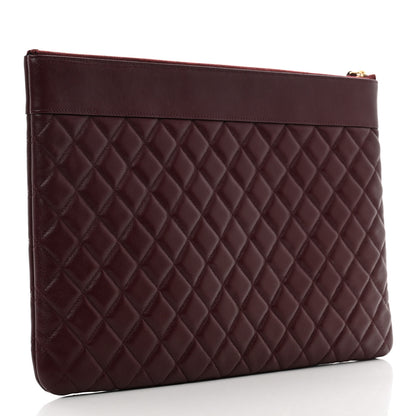 Chanel Sheepskin Quilted Large Vintage Mademoiselle Cosmetic Case Burgundy 3 of 7