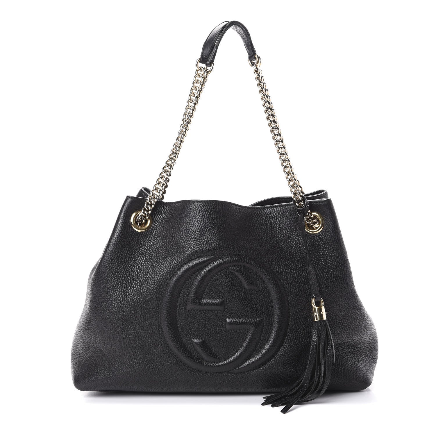 Gucci Pebbled Calfskin Medium Soho Chain Shoulder Bag Black 1 of 8