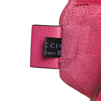 Gucci Pebbled Calfskin Medium Logo Portfolio Clutch Box Pink Green 9 of 14