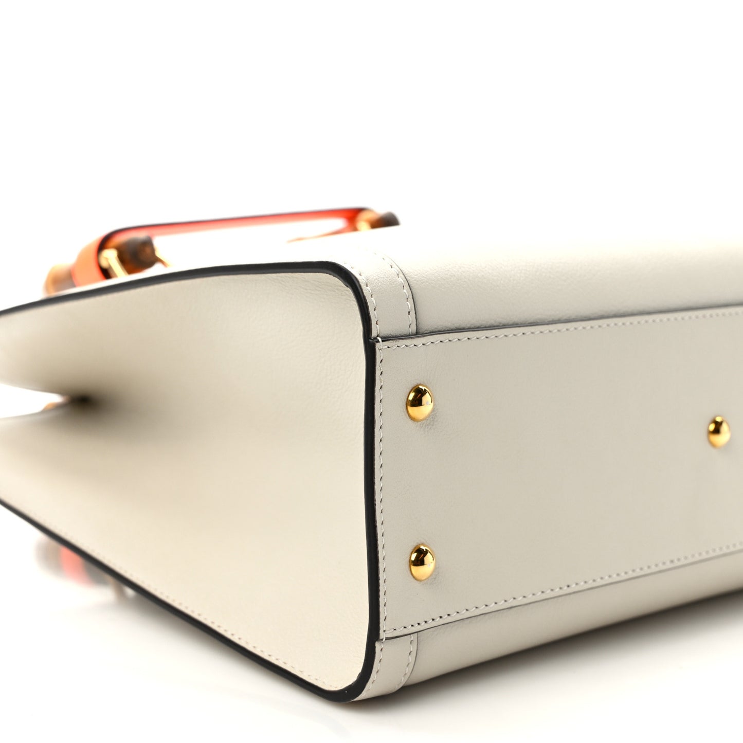 Wonka Grain Calfskin Small Diana Tote Bag Mystic White Orange Fluo