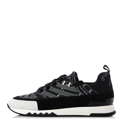Hermes Neoprene Suede Sneakers 43 Black White 1 of 8