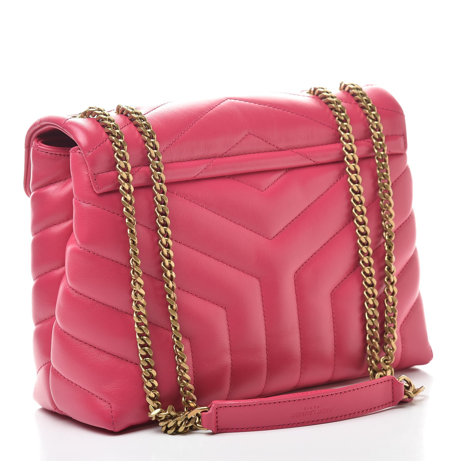 Saint Laurent Calfskin Y Quilted Monogram Small Loulou Chain Satchel Fresh Fuchsia 3 of 11