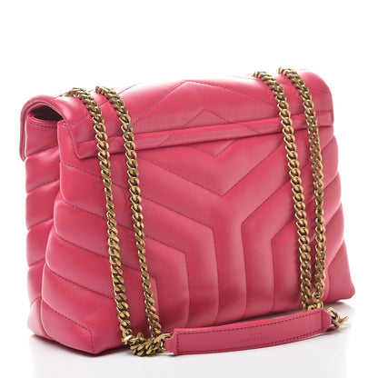Saint Laurent Calfskin Y Quilted Monogram Small Loulou Chain Satchel Fresh Fuchsia 3 of 11