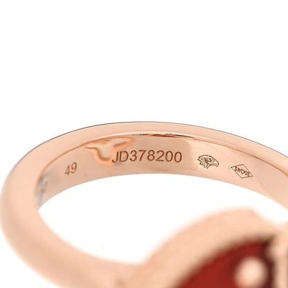 Van Cleef & Arpels 18K Rose Gold Mother of Pearl Carnelian Black Onyx Lucky Spring Between the Finger Ring 49 4.75 5 of 6