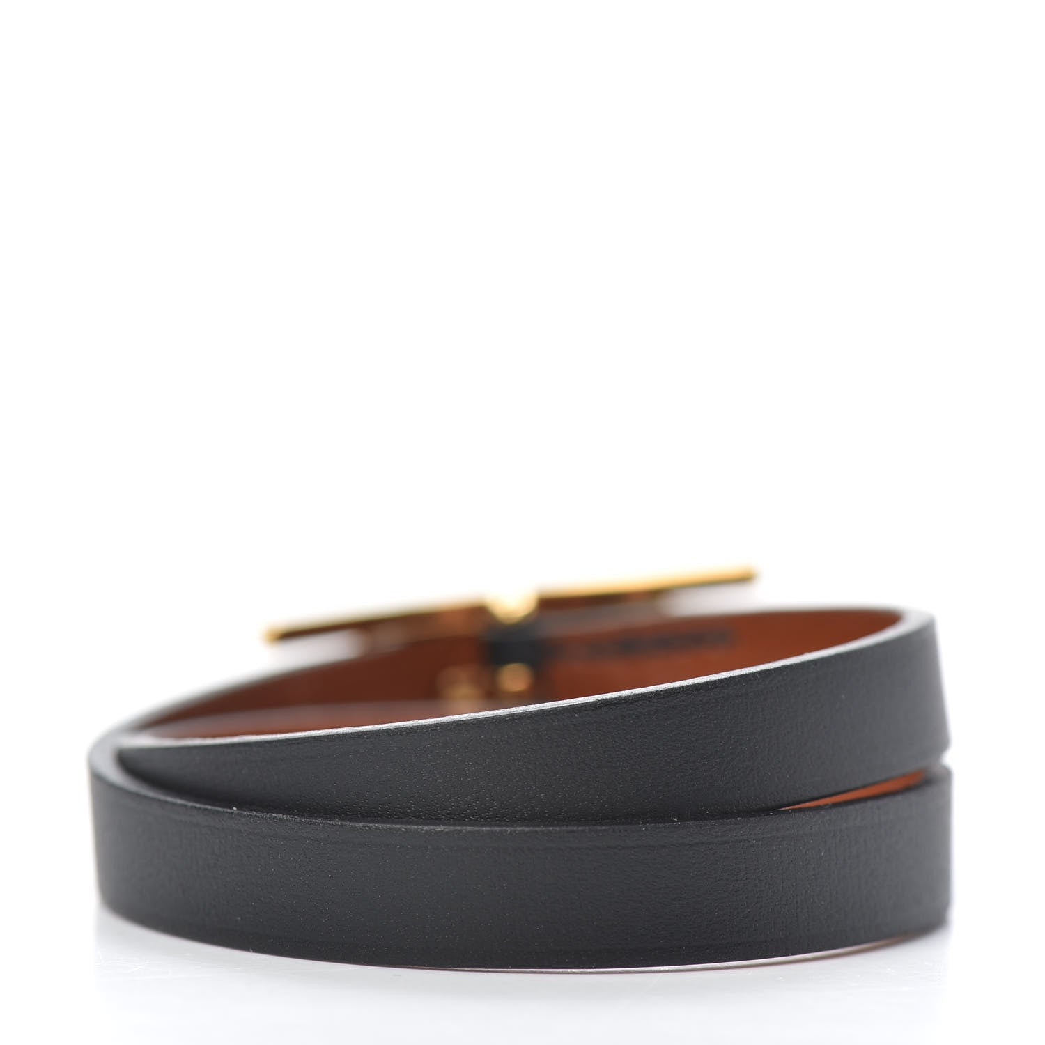 Hermes Chamonix Behapi Double Tour Bracelet T2 Black Gold 3 of 5