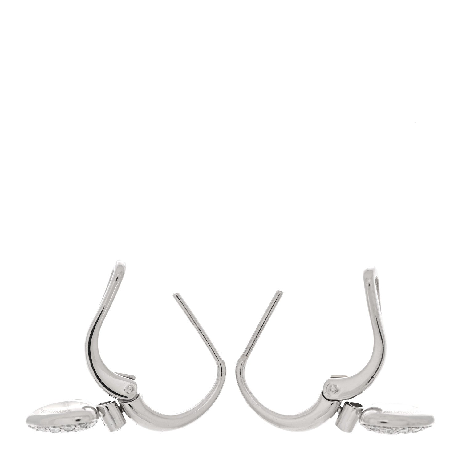Tiffany Platinum Diamond Heart Charm Earrings 3 of 4