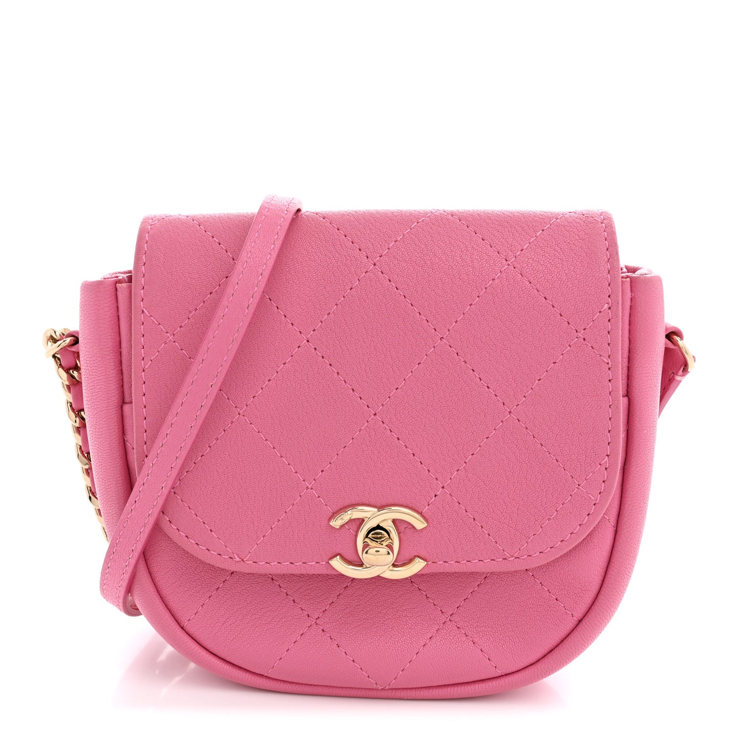 Goatskin Stitched Casual Trip Messenger Flap Pink