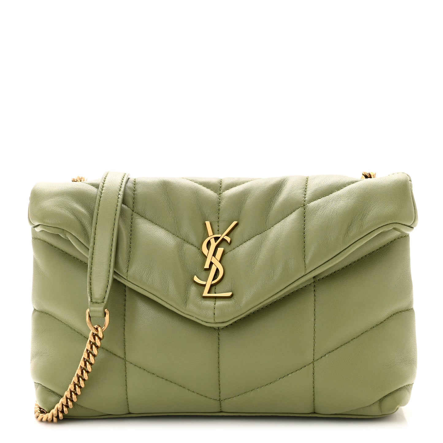 Lambskin Quilted Toy Loulou Puffer Monogram Chain Satchel Light Pistache