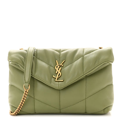 Saint Laurent Lambskin Quilted Toy Loulou Puffer Monogram Chain Satchel Light Pistache 1 of 11