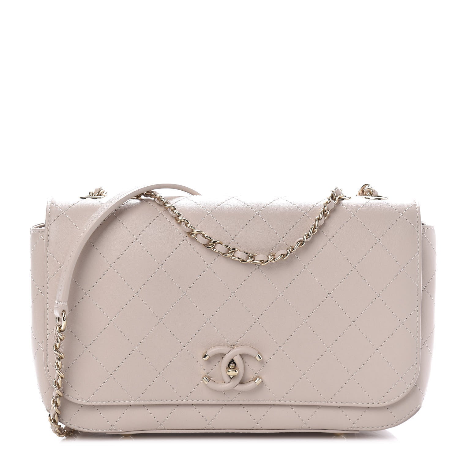 Chanel Calfskin Stitched Medium Covered CC Flap Bag Light Pink 1 of 12