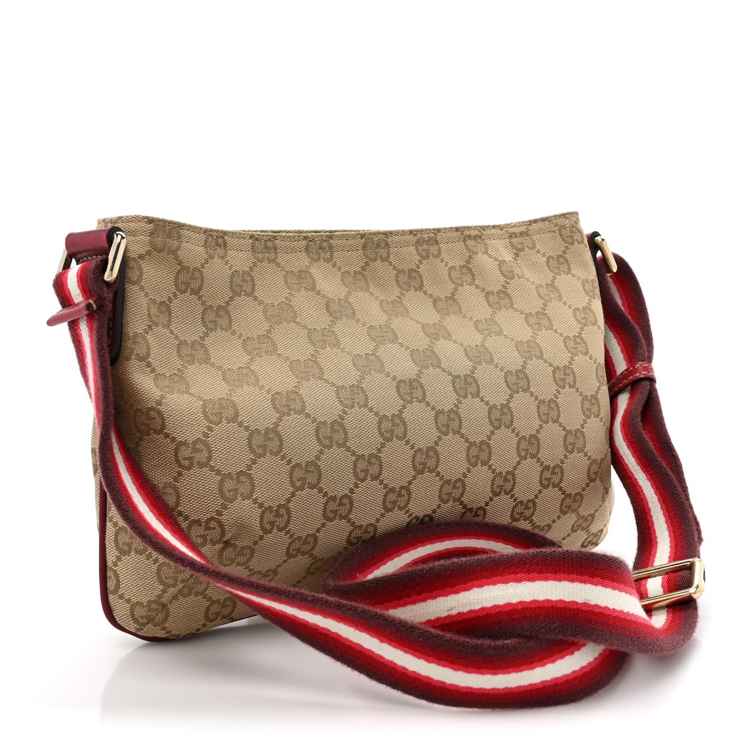 Gucci Monogram Web Small Flat Messenger Crossbody Pink Gold 3 of 14