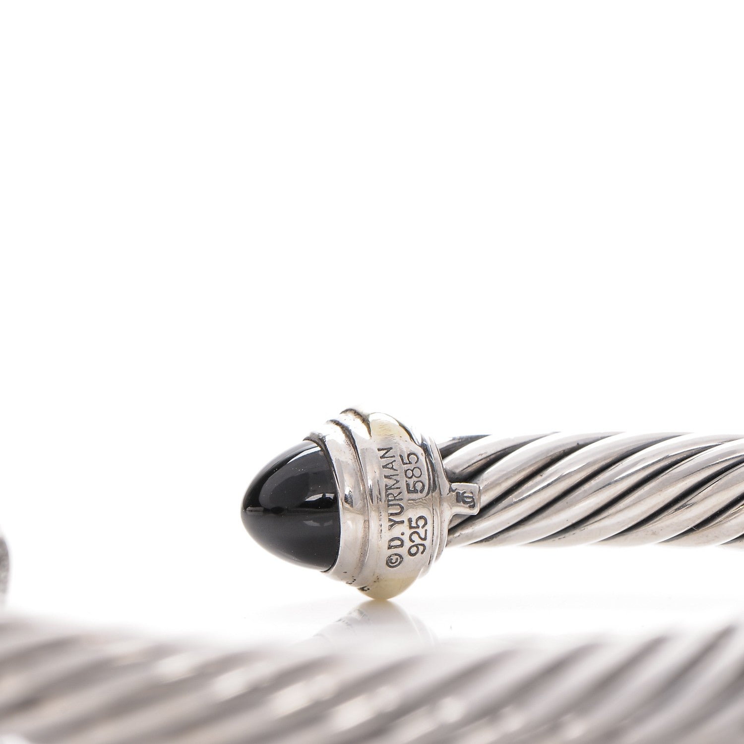 David Yurman Sterling Silver 14K Yellow Gold Black Onyx 7mm Cable Classics Bracelet 4 of 4