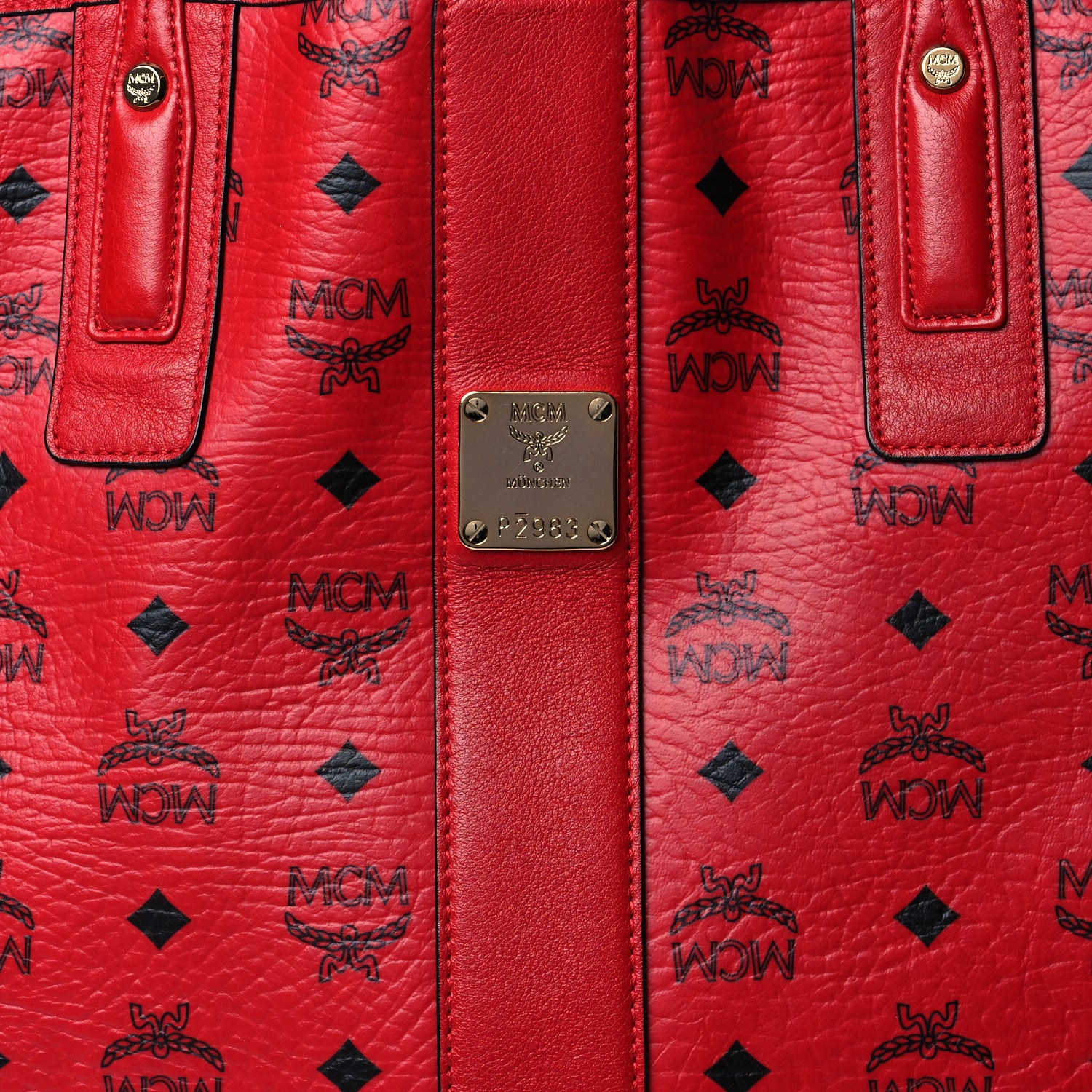 MCM Visetos Large Liz Reversible Shopper Tote Ruby Red 10 of 14