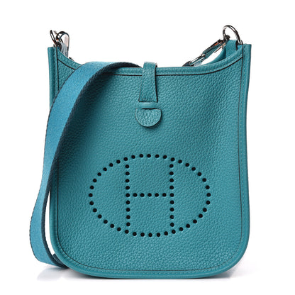 Hermes Taurillon Clemence Amazone Evelyne TPM Turquoise Colvert 1 of 11