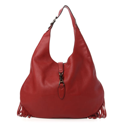 Gucci Cellarius Calfskin Large New Jackie Nouveau Fringe Hobo Red Flame 1 of 10