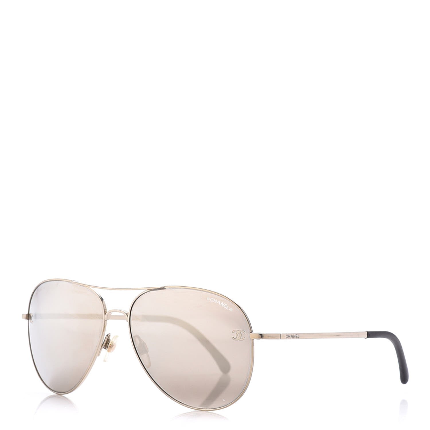 Chanel Polarized CC Aviator Sunglasses 4189-T-Q Pale Gold 1 of 8
