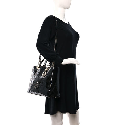 Christian Dior Patent Cannage Stitched Large Lady Dior Black 2 of 14