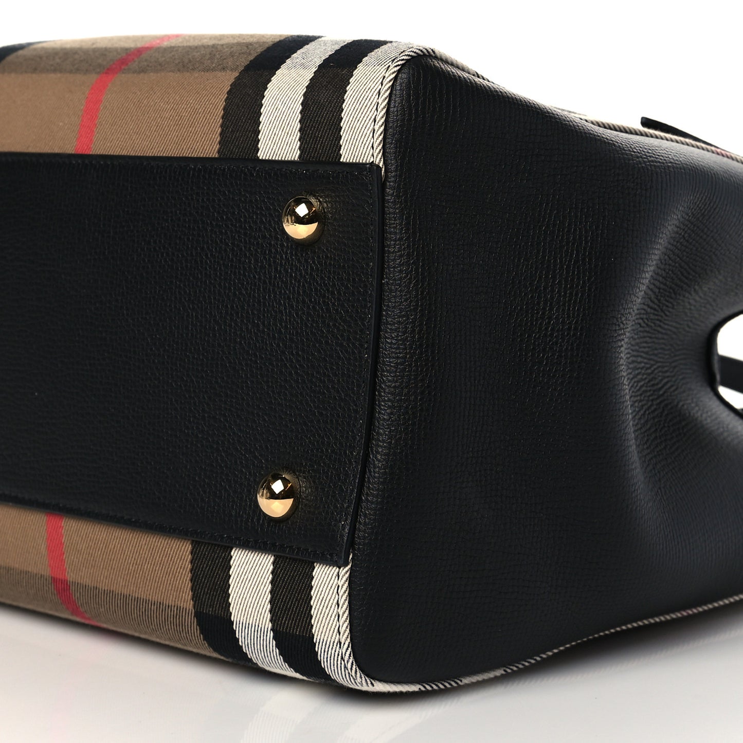 Grainy Calfskin House Check Small Canterbury Tote Black